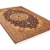 Tapis en soie iranienne tissé à la main avec motif médaillon couleur crème - Qom