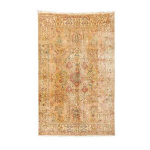 Tapis en laine persan tissé à la main avec motif médaillon couleur crème – Heriz
