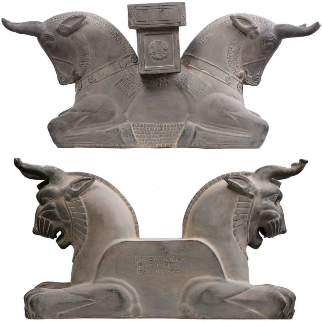 Figurine historique des têtes de colonne de Persépolis : Lion, Aigle et Vache