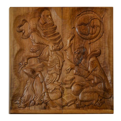 Plateau de Backgammon Sculpté en Bois, Fabriqué à la Main avec l'Héritage Persan Coupe Khayyam