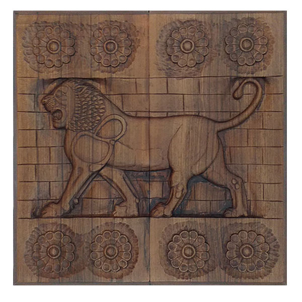 Plateau de Backgammon Sculpté en Bois, Fabriqué à la Main avec l'Héritage Persan Lion