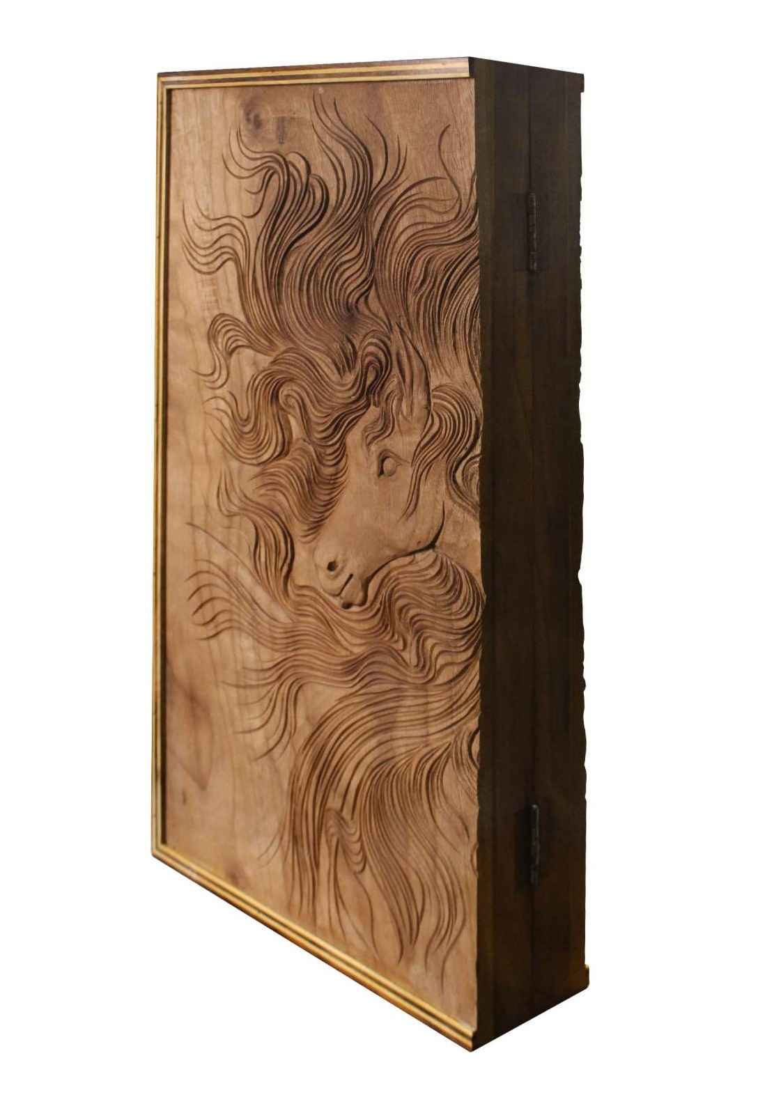 Plateau de Backgammon Sculpté en Bois, Luxe et Fabriqué à la Main Cheval