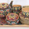 Service à Thé et Café en Poterie Persane Fait Main - Minakari Émaillé