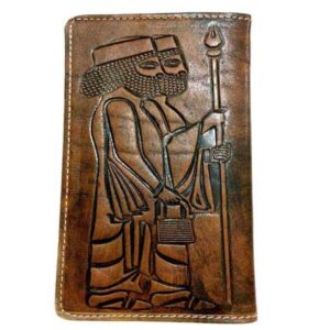 Portefeuille long en cuir persan pour hommes avec design soldat Achéménide