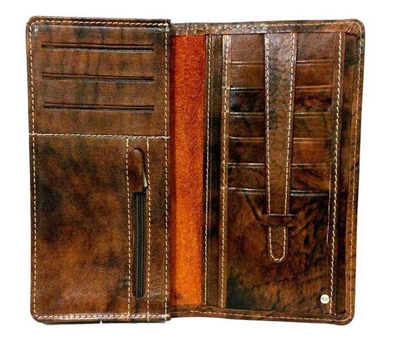 Portefeuille long en cuir persan pour hommes avec design soldat Achéménide