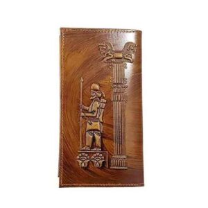 Portefeuille long en cuir persan pour hommes avec design Faravahar et Achéménide