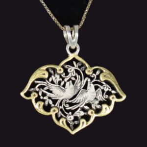 Pendentif en argent gravé persan fait main Morghe Amin