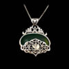 Pendentif en argent gravé persan avec pierre précieuse Chrysoprase