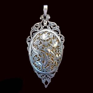 Pendentif en argent gravé persan Minimaliste Morghe Amin