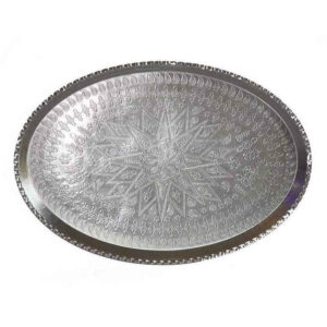 Plat de Service Persan en Cuivre Traditionnellement Martelé Argent