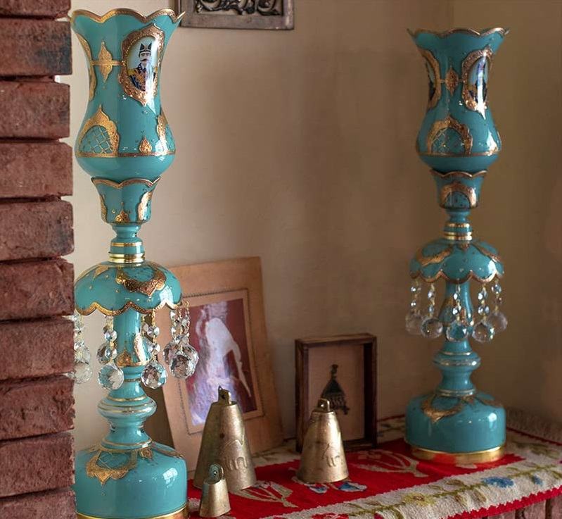 Lampe de cristal persane émaillée – forme traditionnelle Laleh