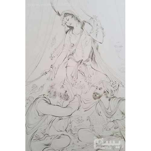 Peinture d’art miniature persan originale : Aquarelle – Rumi et Shams