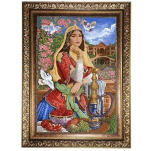 Tapis persan figuratif représentant une fille