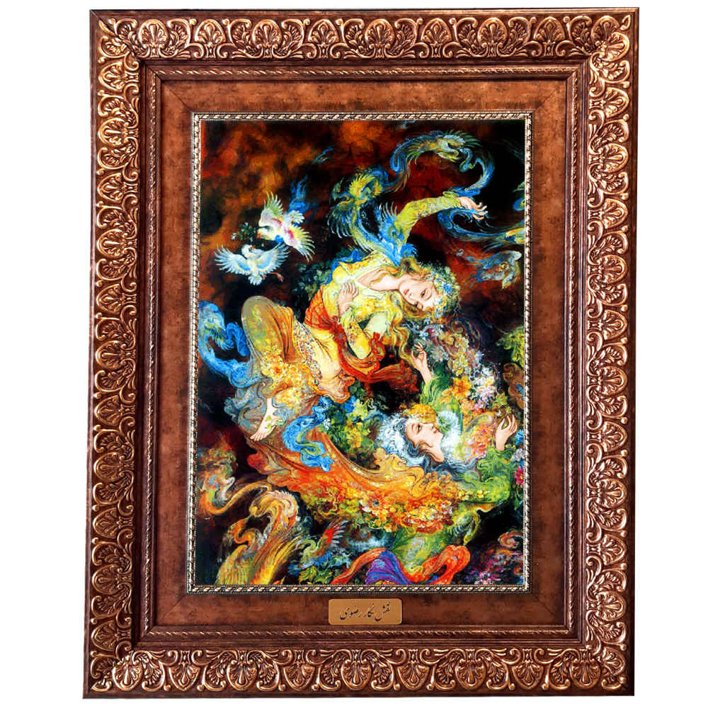 Tapis mural persan de Tabriz représentant la miniature 43KP