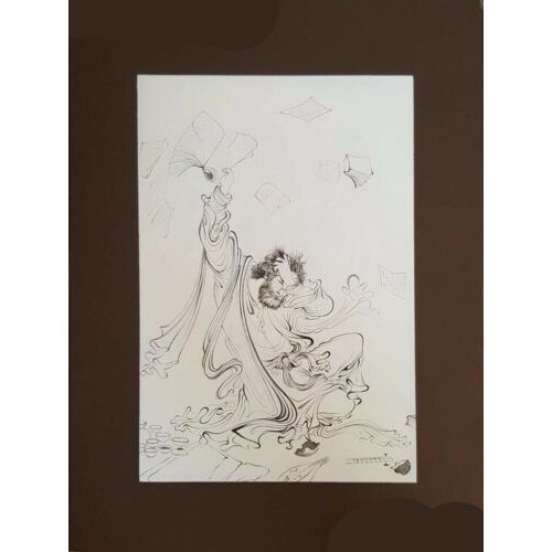 Peinture d'art miniature persan originale : Aquarelle – Shams-e Tabrizi
