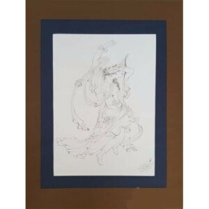 Peinture d’art miniature persan originale : Aquarelle – Danse dans le vent
