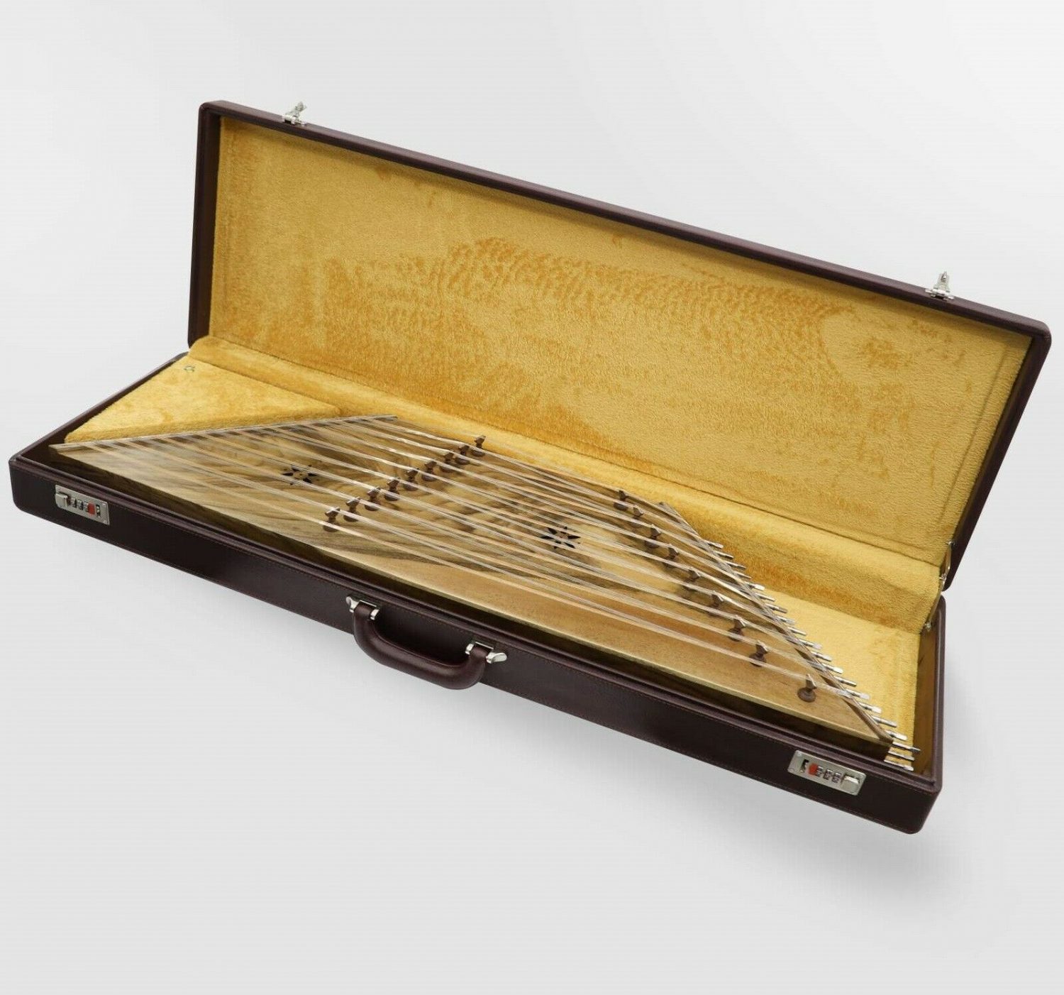 Étui Rigide en Cuir pour Santur Persan avec Mousse et Revêtement en Cuir