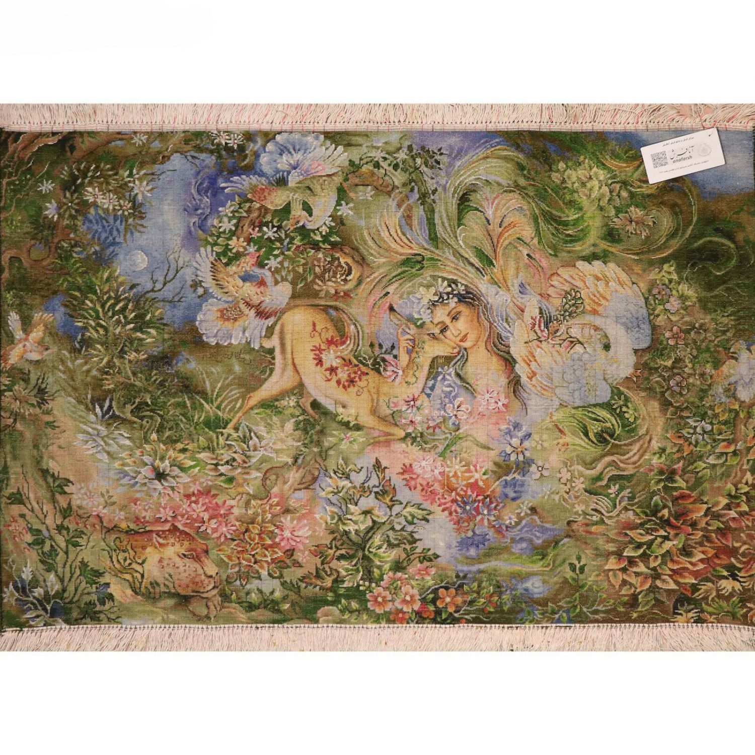 Tapis mural persan fait main de Tabriz représentant la miniature Dayereh Hasti