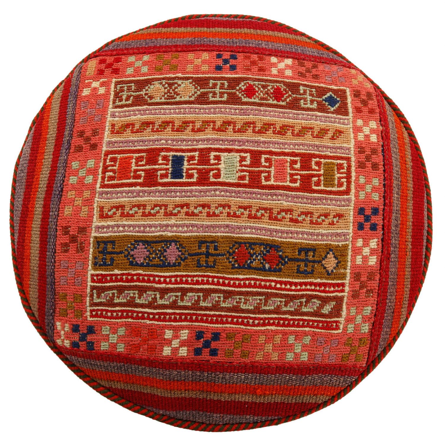 Pouf kilim ottoman authentique d’origine Iran, fait main G2