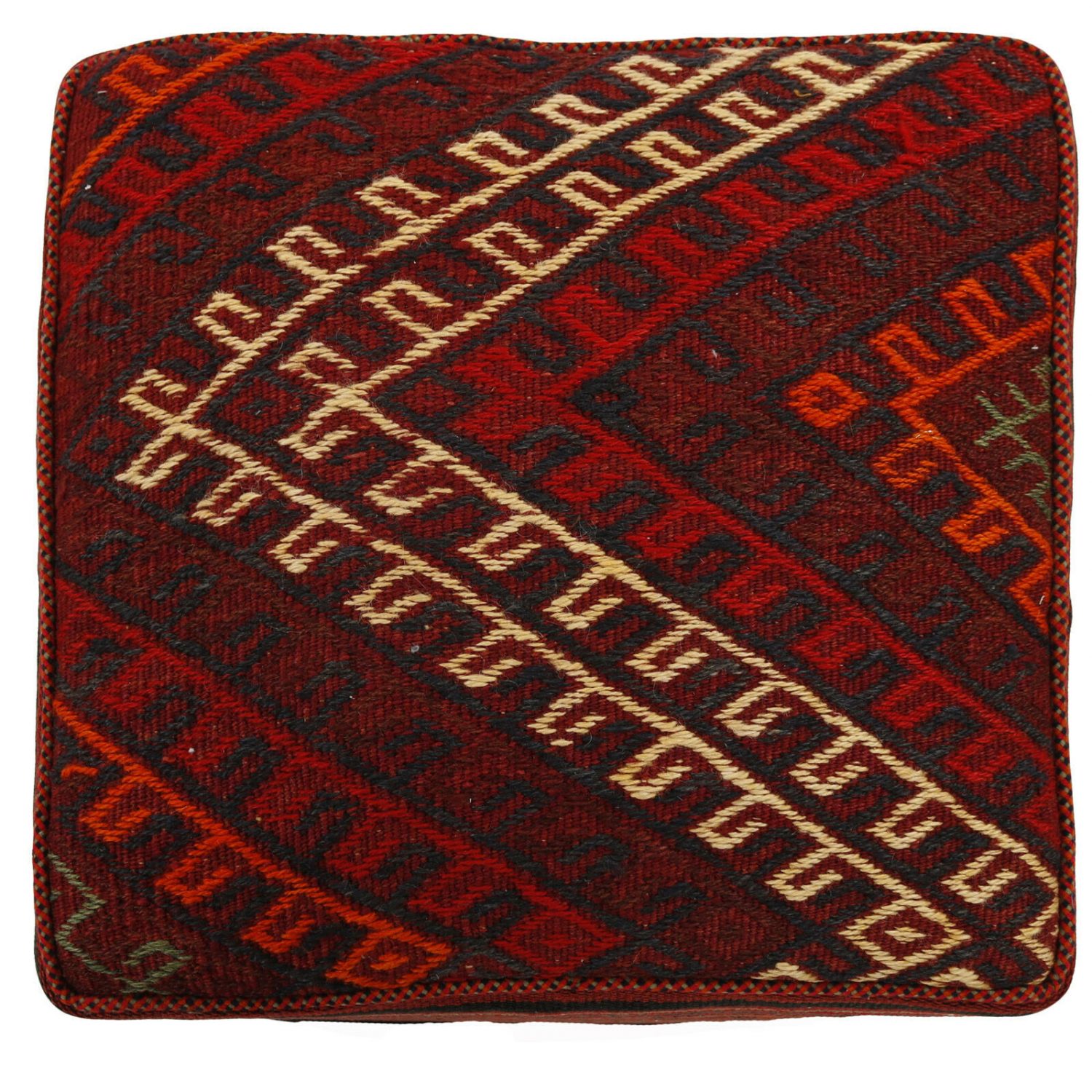 Pouf kilim ottoman authentique d’origine Iran, fait main H101