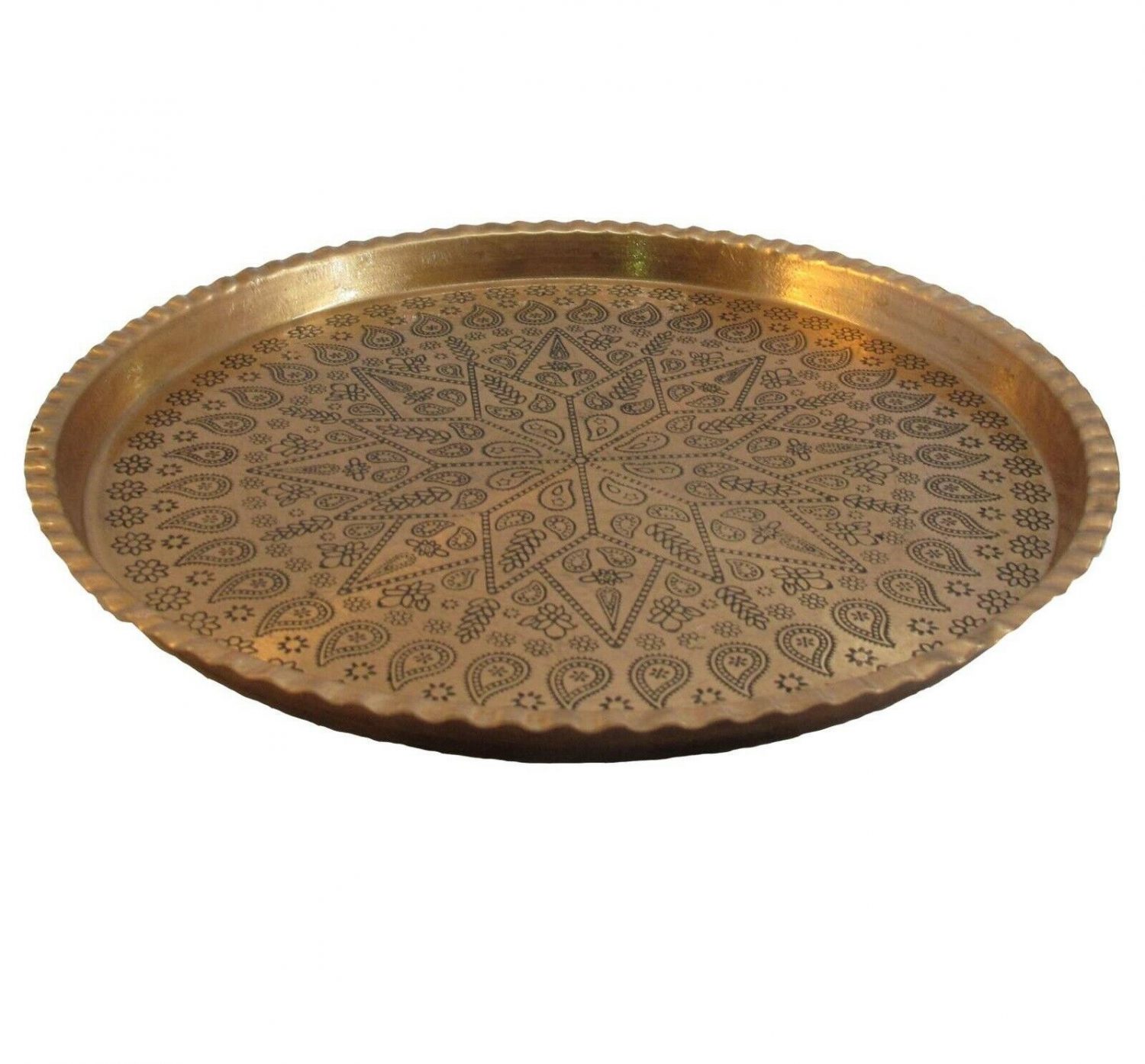 Plat de Service Persan en Cuivre Traditionnellement Martelé 08