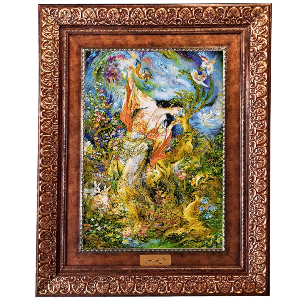 Tapis mural persan de Tabriz représentant la miniature 8KP