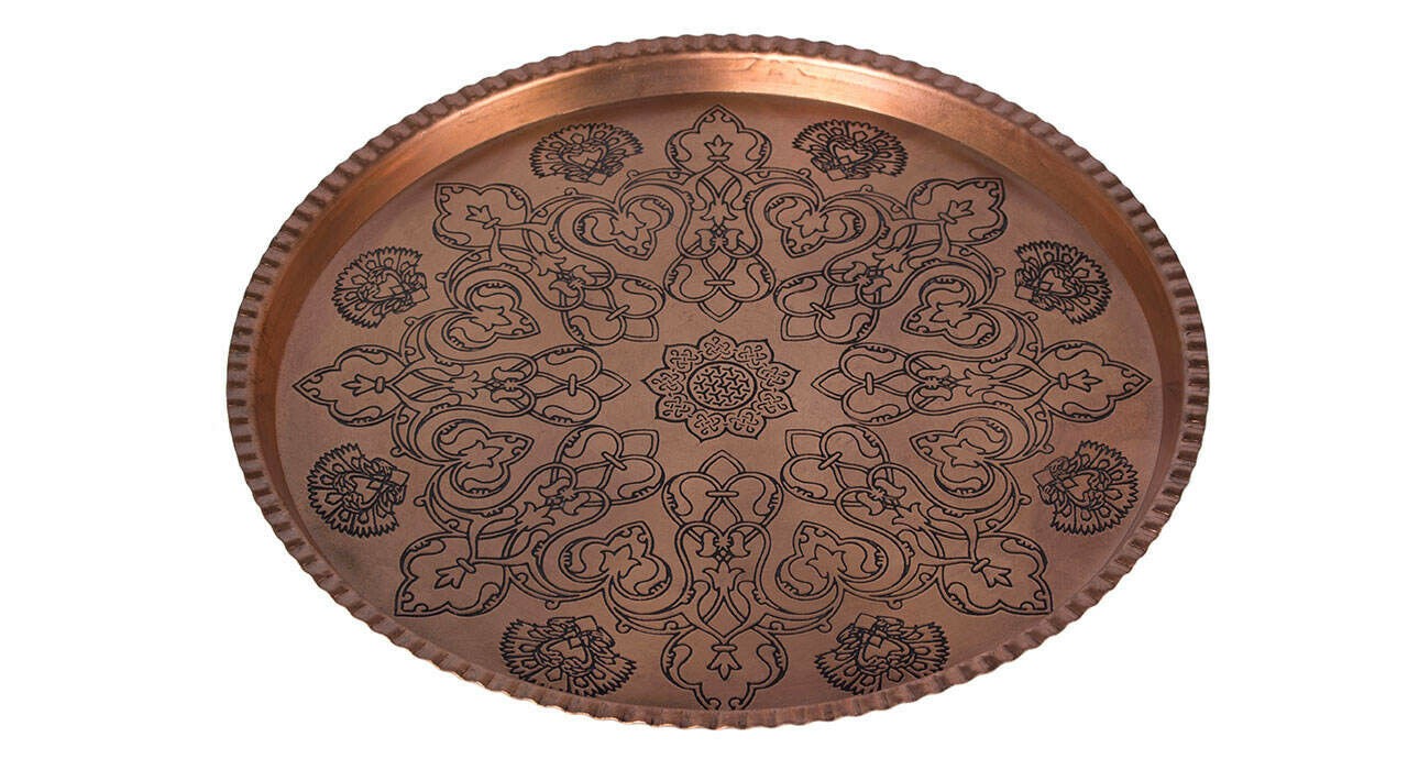 Plat de Service Persan en Cuivre Traditionnellement Martelé 619