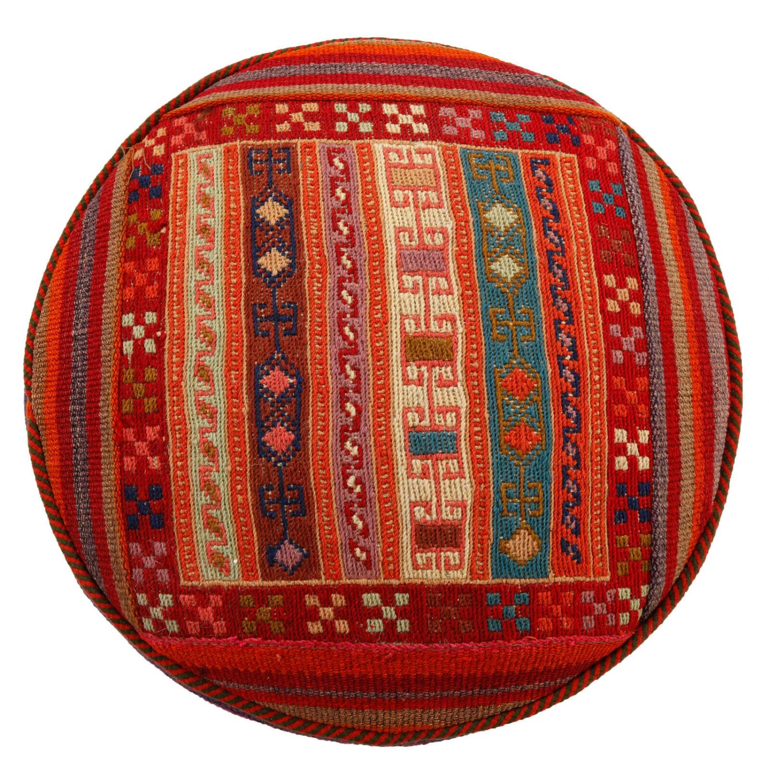 Pouf kilim ottoman authentique d’origine Iran, fait main 51153