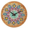 Horloge Murale en Bois Incrusté Persan avec Motif Floral