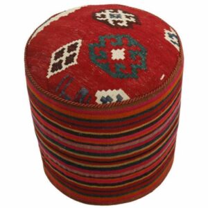 Pouf kilim ottoman authentique d’origine Iran, fait main H107