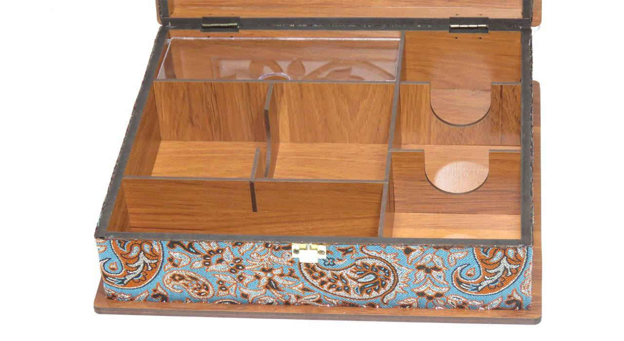 Boîte en bois pour sachets de thé avec coffre Termeh LB54