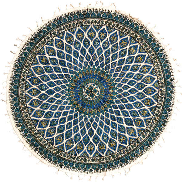 Nappe Persane : Nappe Traditionnelle à Impressions au Bloc Kalamkari d'Ispahan G126