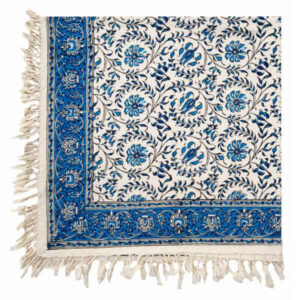 Nappe Persane : Nappe Traditionnelle à Impressions au Bloc Kalamkari d’Ispahan G396