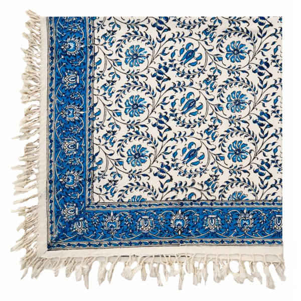 Nappe Persane : Nappe Traditionnelle à Impressions au Bloc Kalamkari d'Ispahan G396