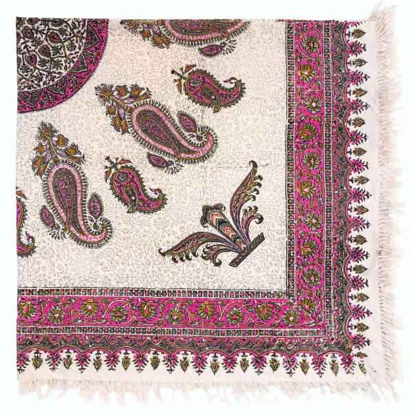 Nappe Persane : Nappe Traditionnelle à Impressions au Bloc Kalamkari d'Ispahan G54