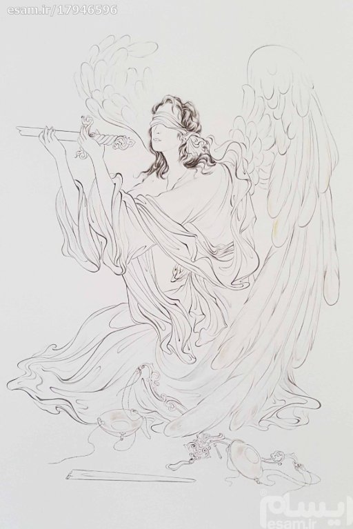 Peinture d’art miniature persan originale : Aquarelle – Ange de la justice