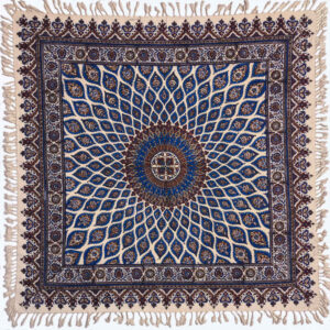 Nappe Persane : Nappe Traditionnelle à Impressions au Bloc Kalamkari d’Ispahan G127