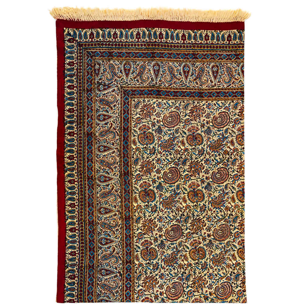 Nappe Persane : Nappe Traditionnelle à Impressions au Bloc Kalamkari d'Ispahan G284