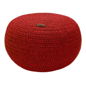 Pouf rond tricoté couleur rouge