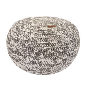 Pouf rond tricoté couleur grise