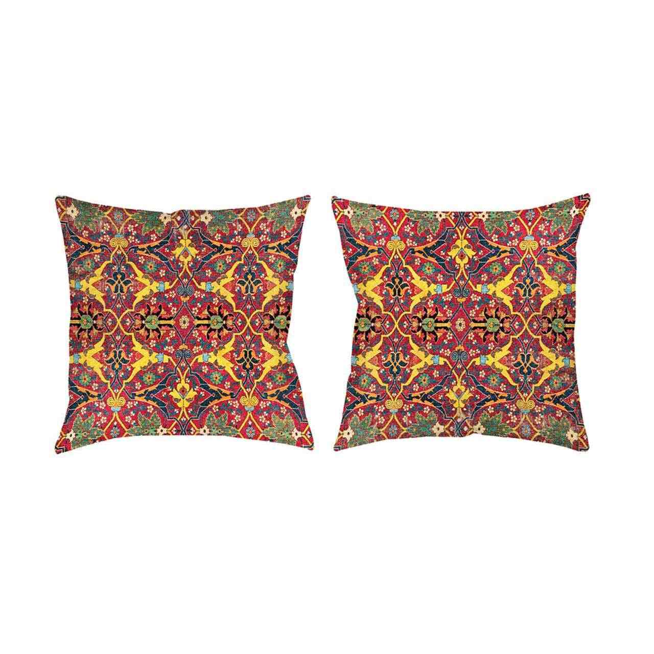 Tabouret et coussins en velours traditionnel inspirés de l’art persan