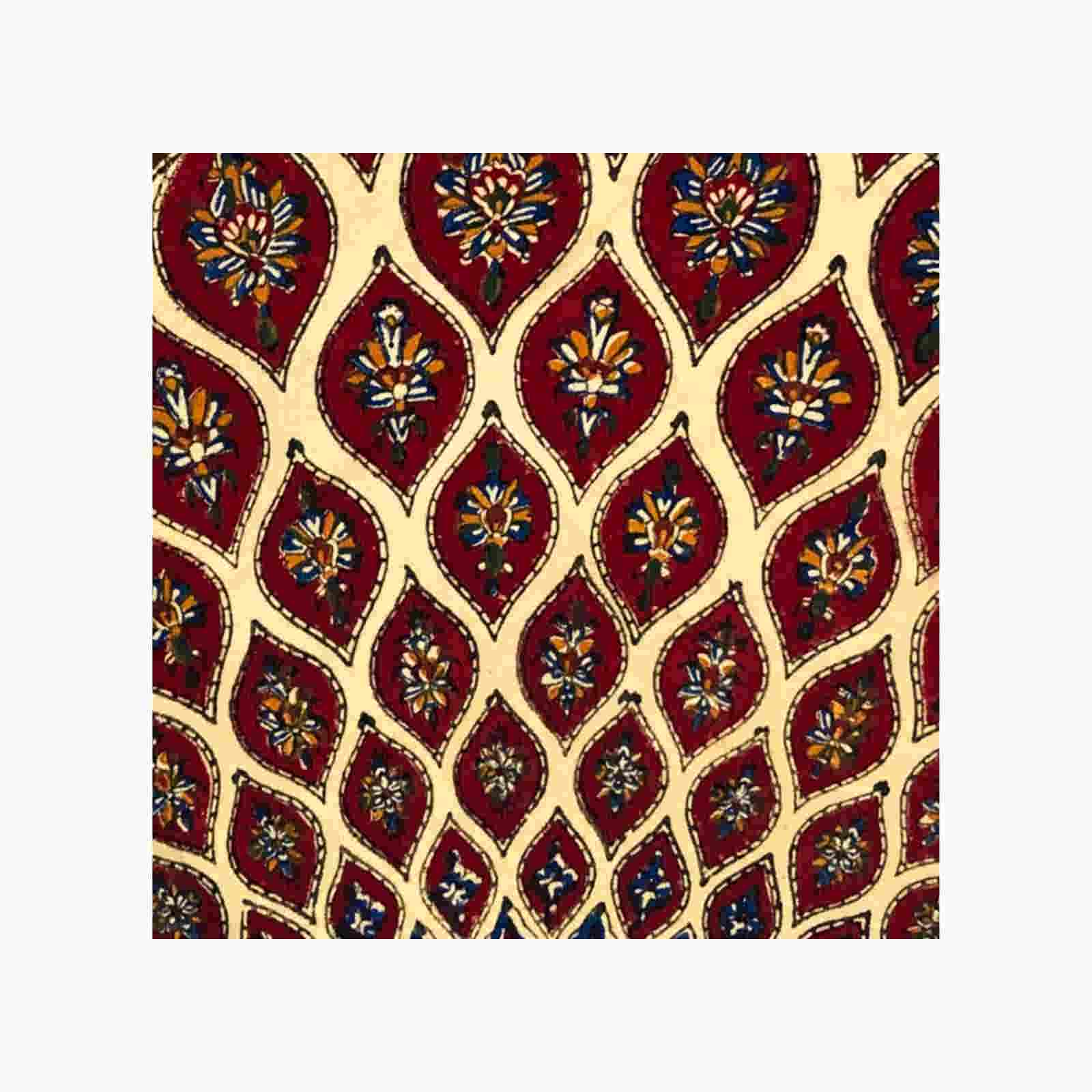 Nappe Persane : Nappe Traditionnelle à Impressions au Bloc Kalamkari d’Ispahan G272