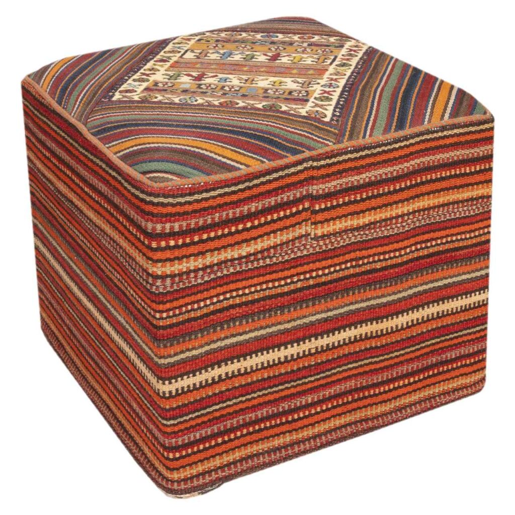 Pouf kilim ottoman authentique d’origine Iran, fait main AP406