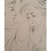 Peinture d'art miniature persan originale : Aquarelle – Sheikh et fille