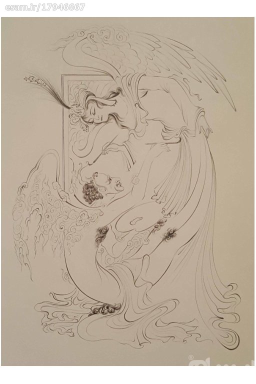 Peinture d’art miniature persan originale : Aquarelle – Ange et démon