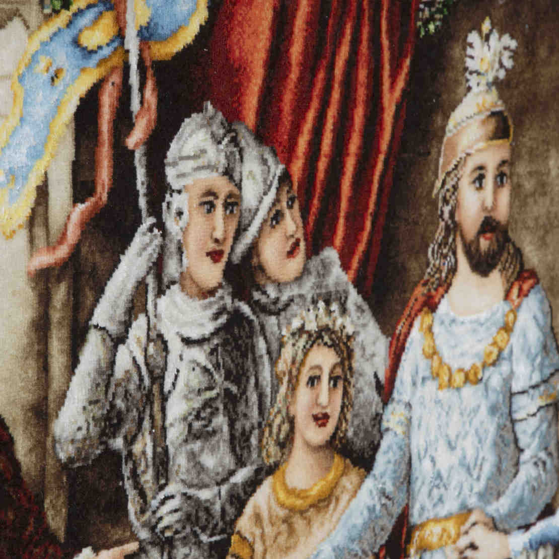 Tapis persan figuratif noué à la main de Tabriz représentant le couronnement