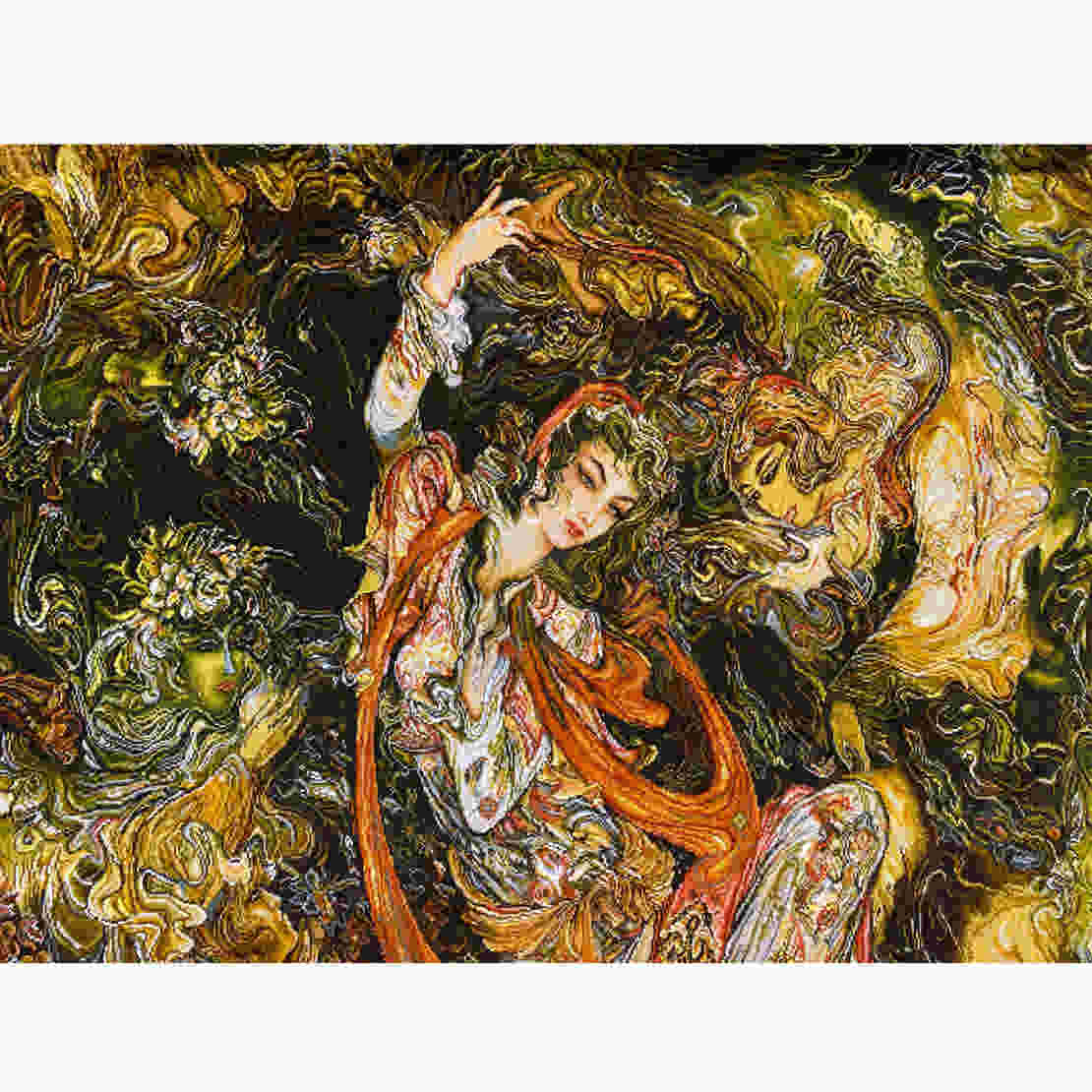 Tapis mural persan fait main de Tabriz représentant la miniature Soroosh Alam