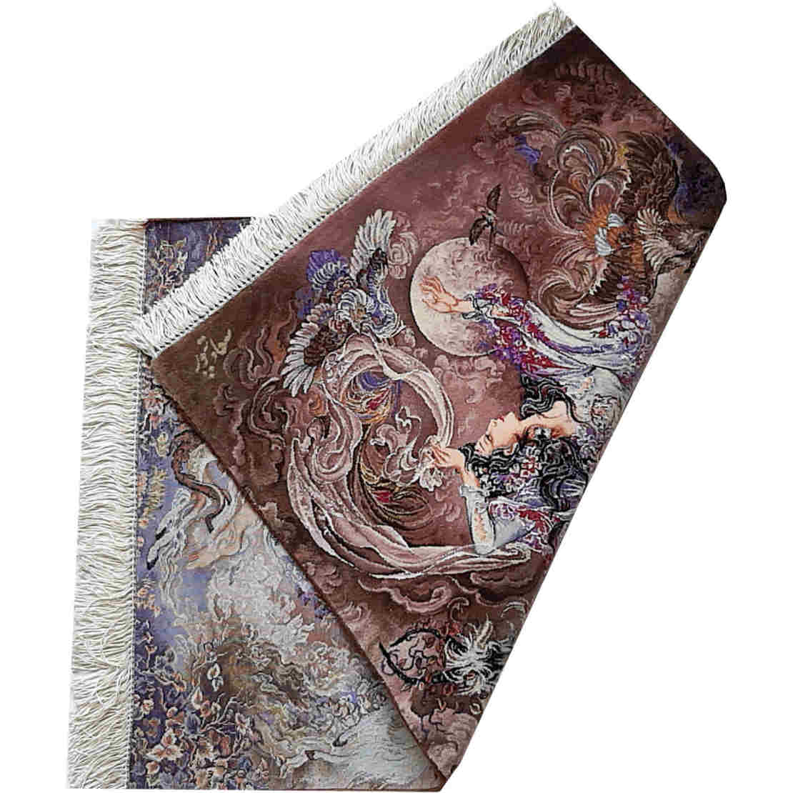 Tapis mural persan fait main de Tabriz représentant la miniature Sobghahi