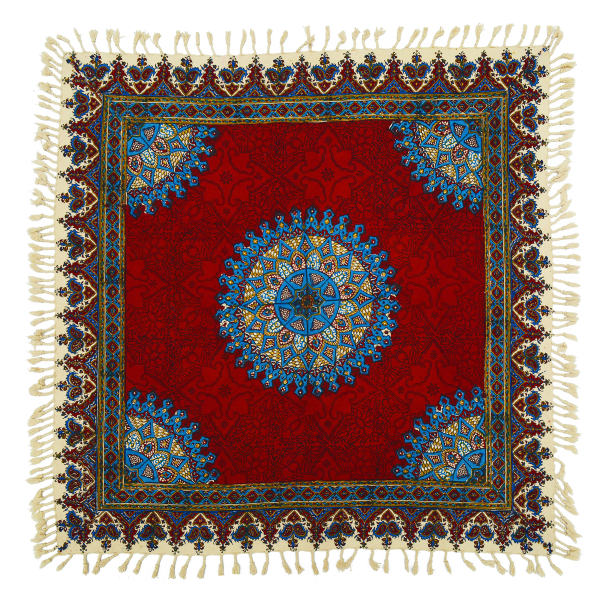 Nappe Persane : Nappe Traditionnelle à Impressions au Bloc Kalamkari d'Ispahan G182
