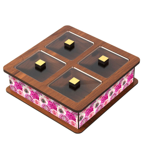 Boîte Organisatrice de Sachets de Thé en Bois avec Coffres 6014